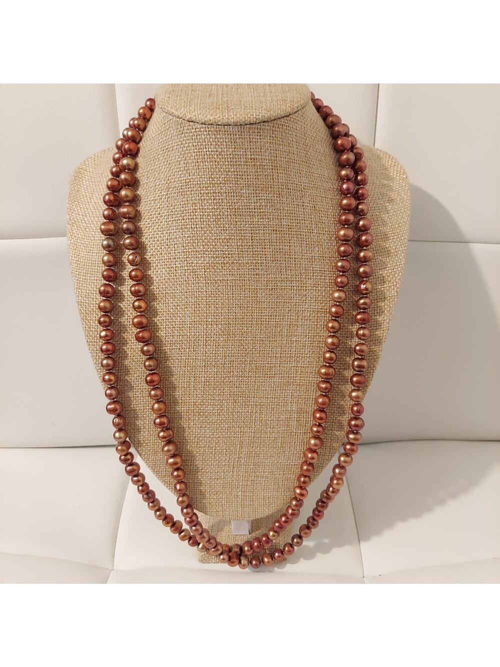 Copper Tone Freshwater Pearls Large & Heavy 133 Gram 60" Necklace (Like New)